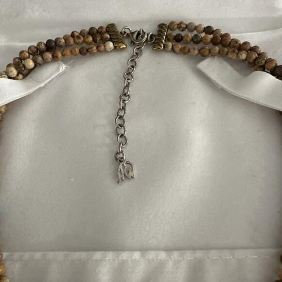 Carolyn Pollack American West Jasper Sterling Brass, Turquoise Feather Necklace - Picture 3 of 6